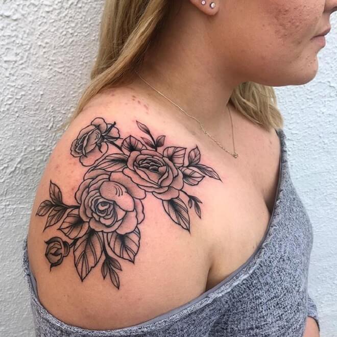 Super Flower Shoulder Tattoo