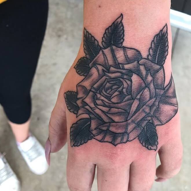 Super Rose Hand Tattoo