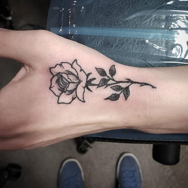 Supreme Rose Hand Tattoo