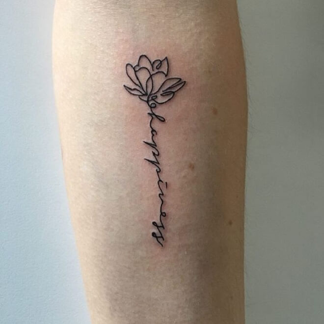 Text Flower Design Tattoo
