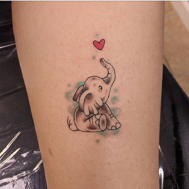 Tiny Baby Elephant Tattoo