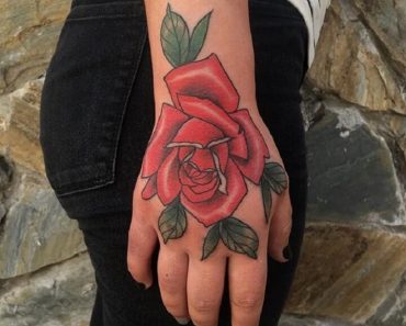 Top Rose Hand Tattoo