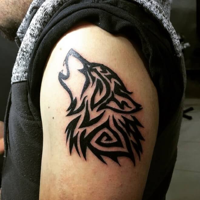 Tribal Wolf Tattoo for Men
