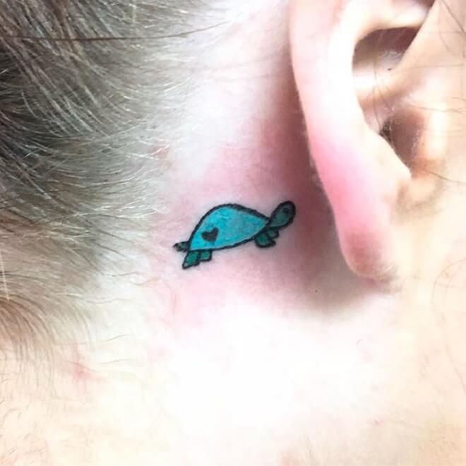 Turtle Behind the Ear Tattoo