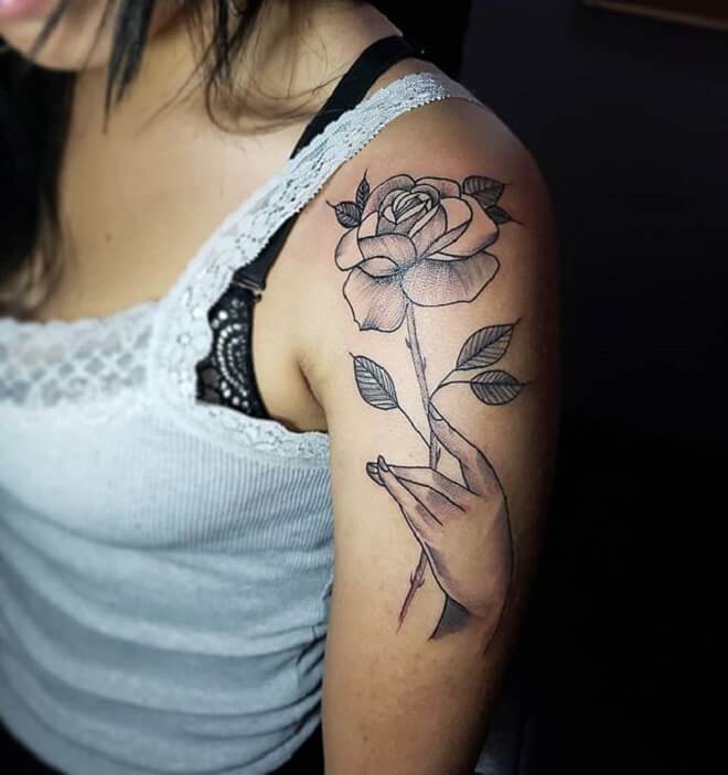 Women Rose Tattoo