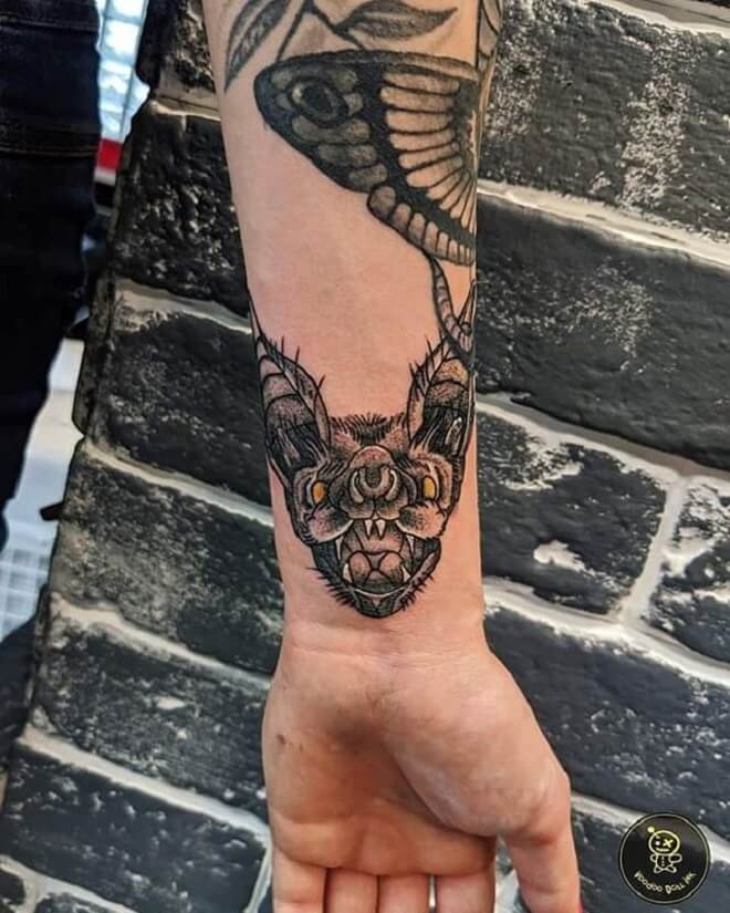 Wrist Bat Tattoo
