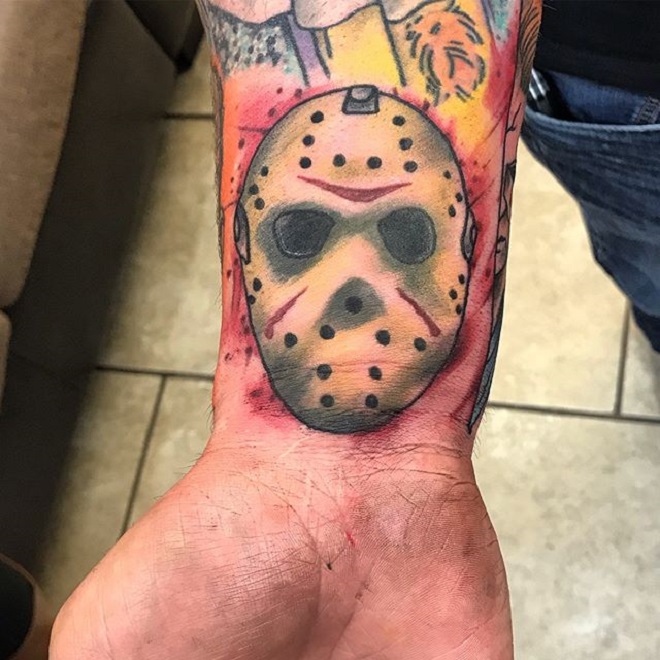 Wrist Jason Mask Tattoo