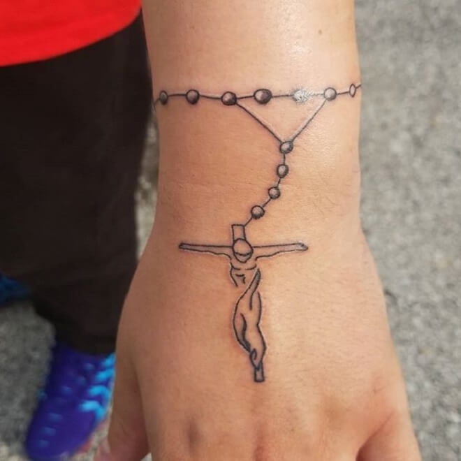 Wrist Rosary Tattoo