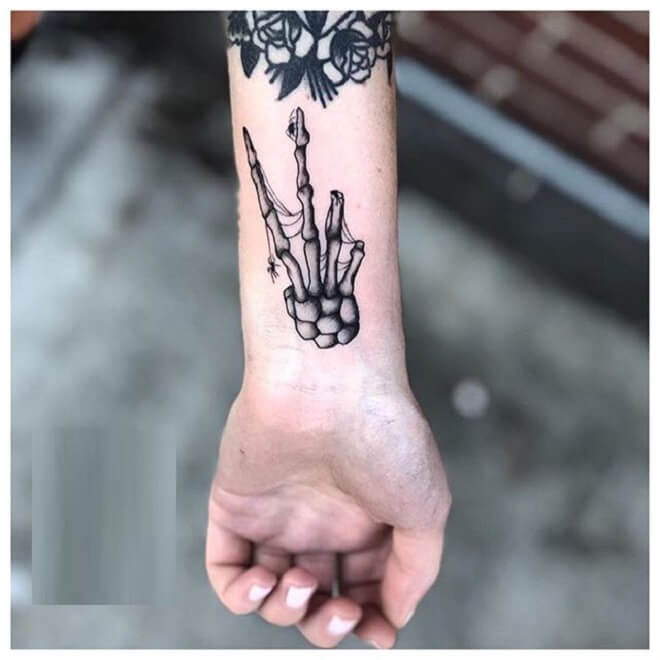 Wrist Skeleton Hand Tattoo